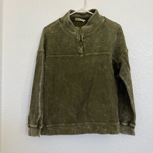 Peach Love California Men's Zip Up Sweater in Olive